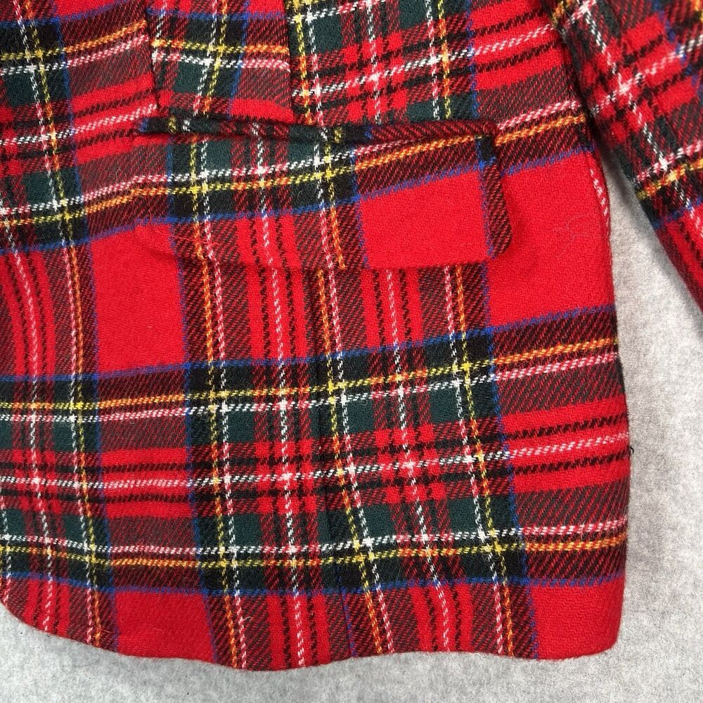 Talbots Red Tartan Plaid Blazer 16 Christmas Holiday Wool Blend Work Classic - Picture 4 of 16